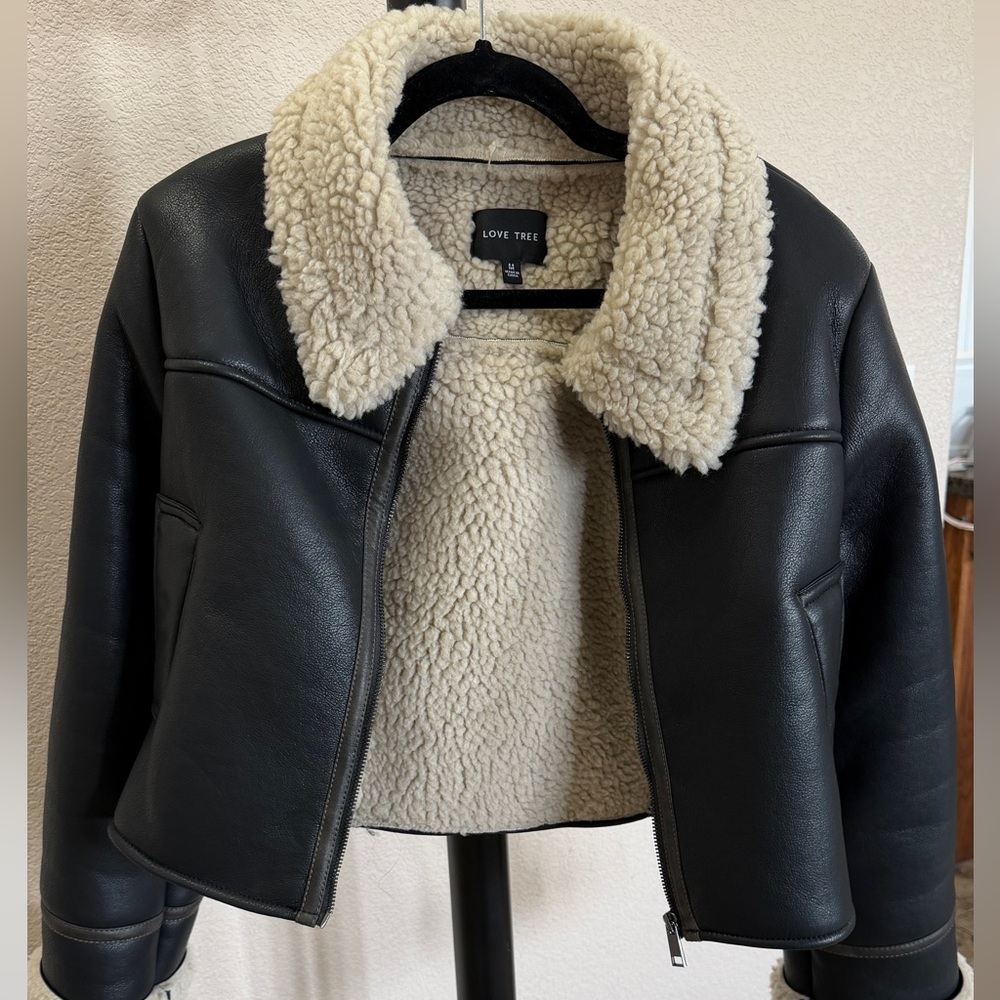 Love Tree Women's Faux Leather Moto Jacket